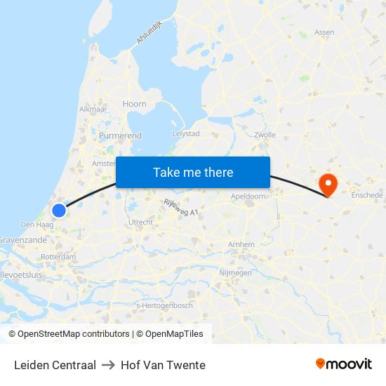 Leiden Centraal to Hof Van Twente map