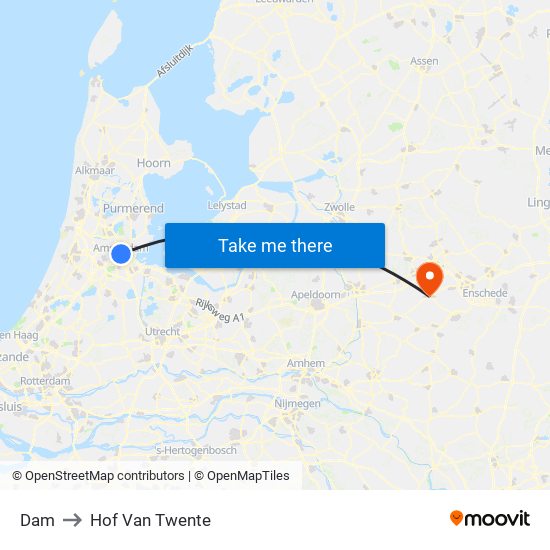 Dam to Hof Van Twente map