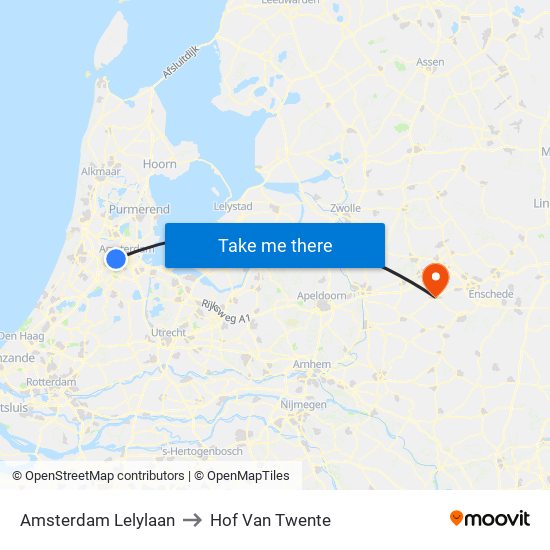 Amsterdam Lelylaan to Hof Van Twente map