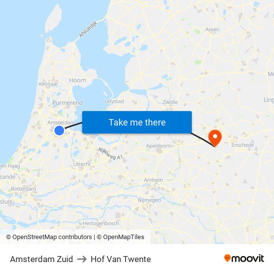 Amsterdam Zuid to Hof Van Twente map