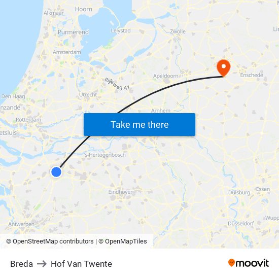 Breda to Hof Van Twente map