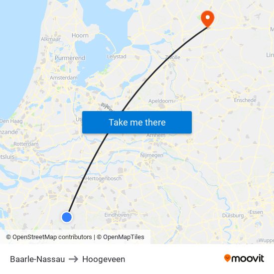 Baarle-Nassau to Hoogeveen map