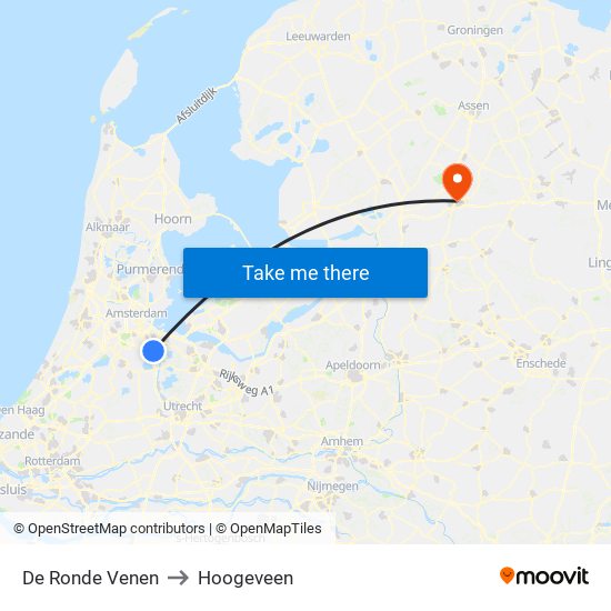 De Ronde Venen to Hoogeveen map