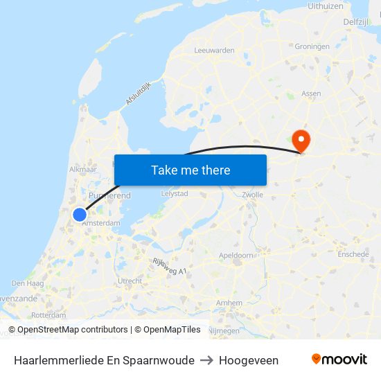 Haarlemmerliede En Spaarnwoude to Hoogeveen map