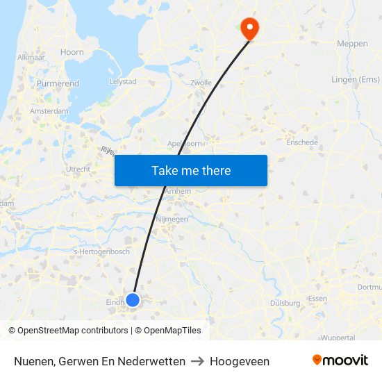 Nuenen, Gerwen En Nederwetten to Hoogeveen map