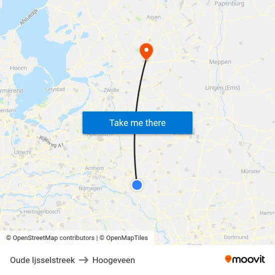 Oude Ijsselstreek to Hoogeveen map