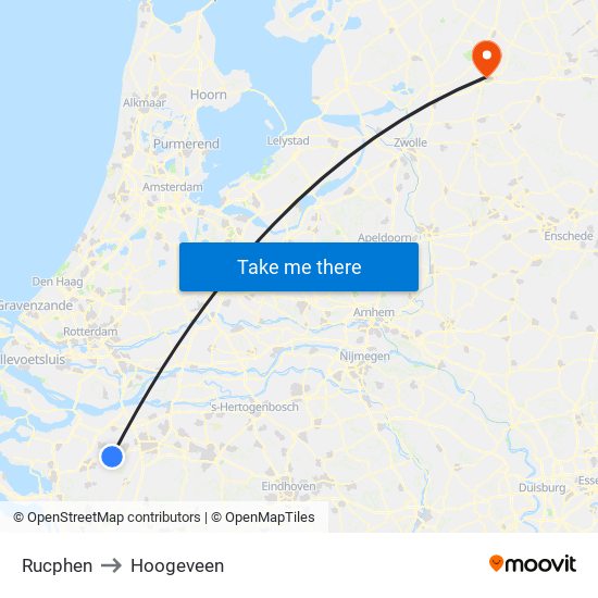 Rucphen to Hoogeveen map