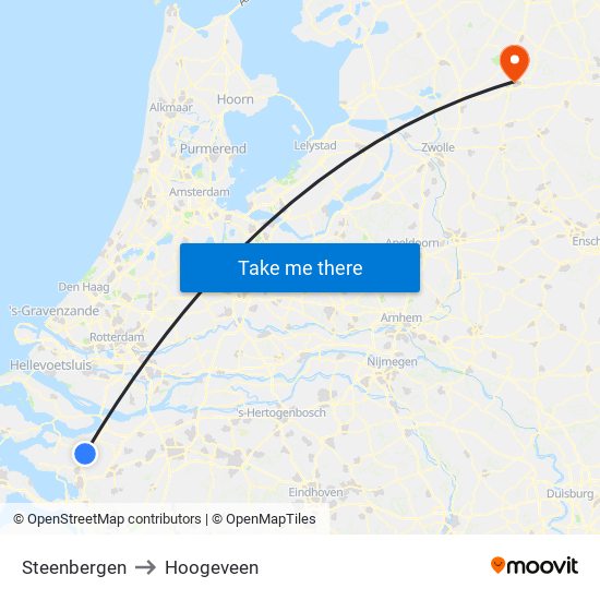 Steenbergen to Hoogeveen map