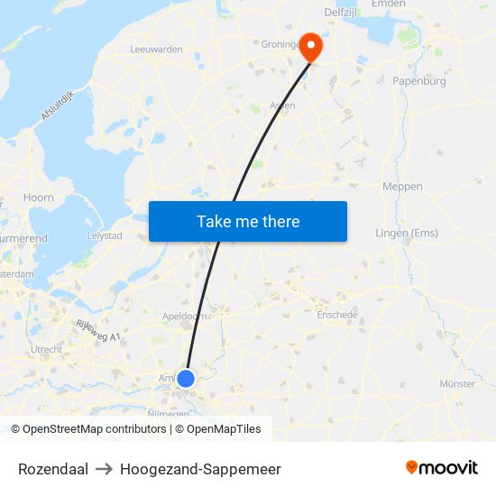 Rozendaal to Hoogezand-Sappemeer map