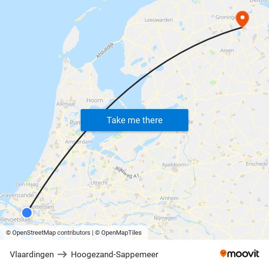 Vlaardingen to Hoogezand-Sappemeer map