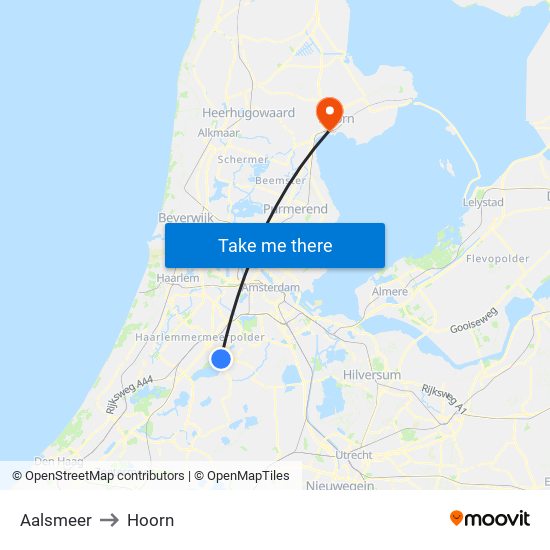 Aalsmeer to Hoorn map