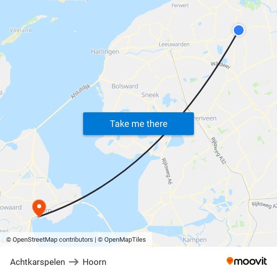 Achtkarspelen to Hoorn map