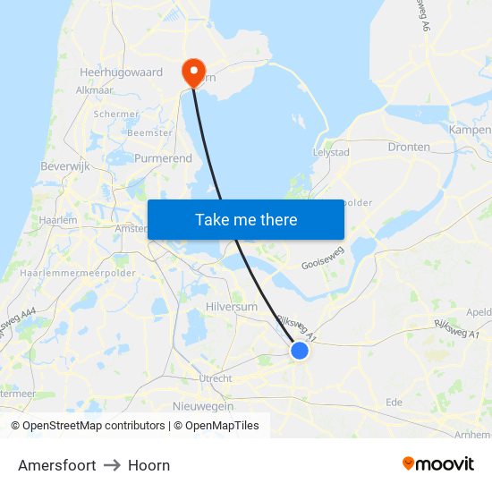 Amersfoort to Hoorn map