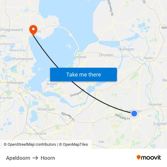 Apeldoorn to Hoorn map