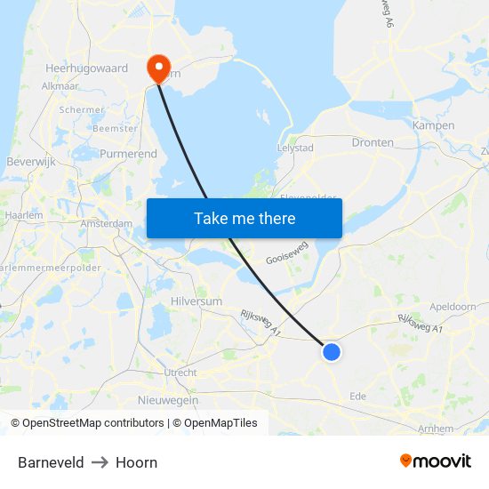 Barneveld to Hoorn map