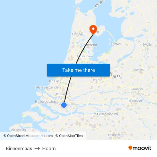 Binnenmaas to Hoorn map