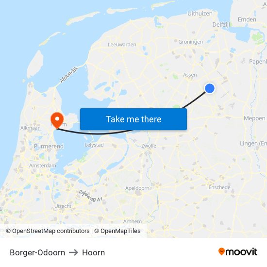 Borger-Odoorn to Hoorn map
