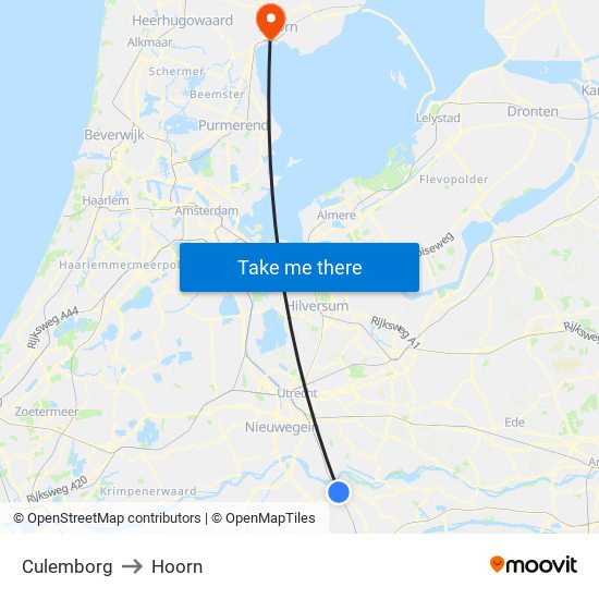 Culemborg to Hoorn map