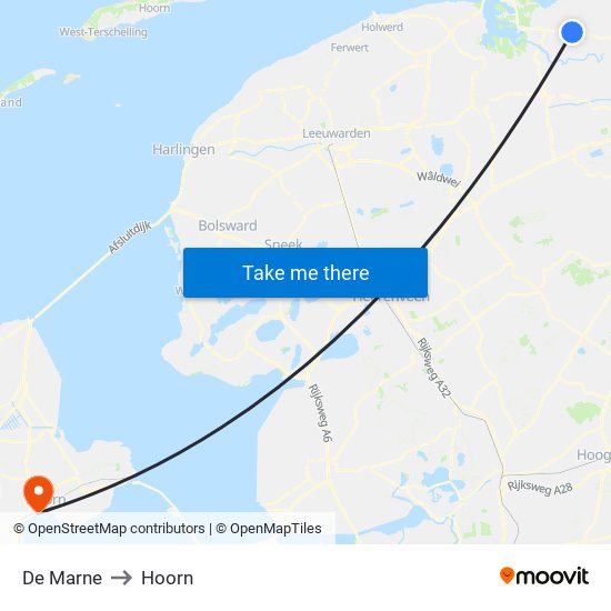 De Marne to Hoorn map