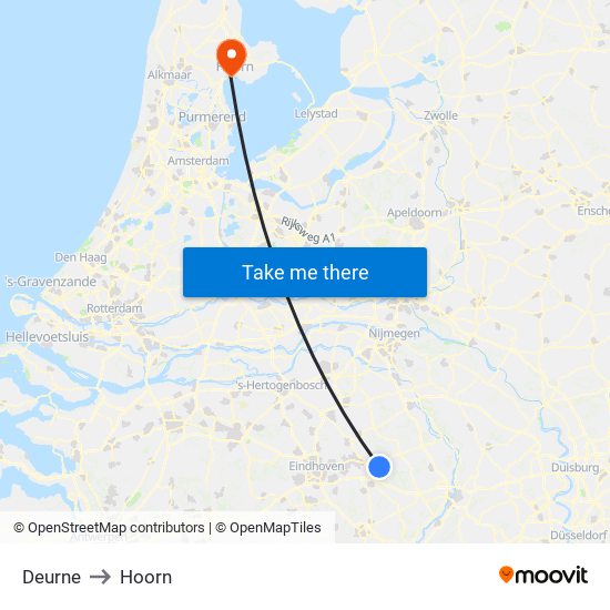 Deurne to Hoorn map
