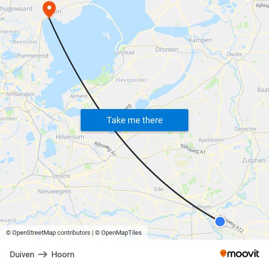 Duiven to Hoorn map