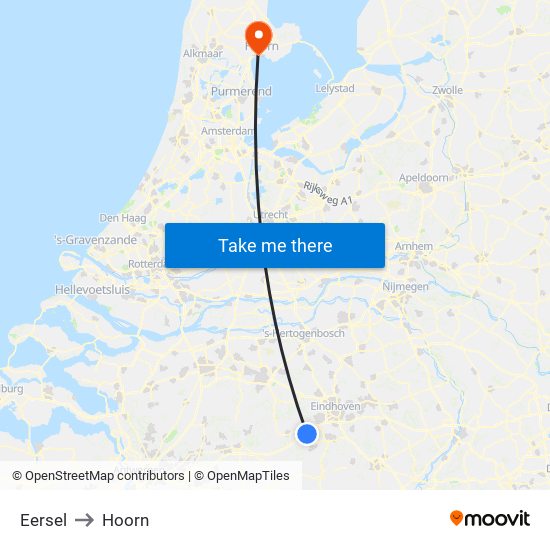 Eersel to Hoorn map