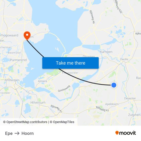 Epe to Hoorn map