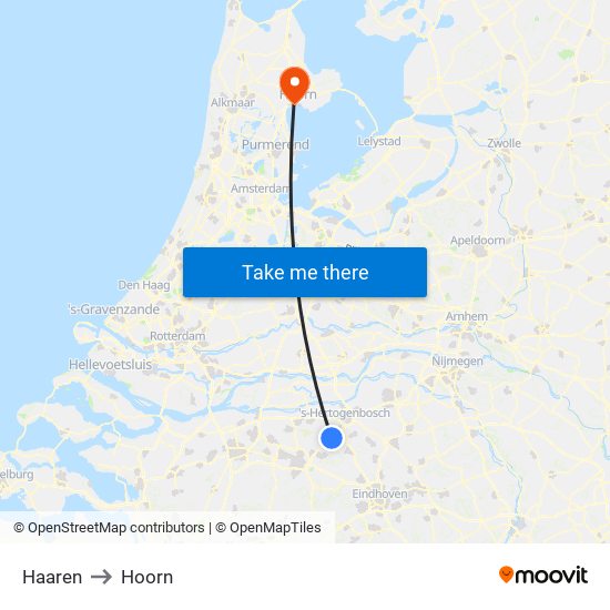 Haaren to Hoorn map