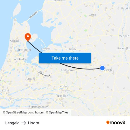 Hengelo to Hoorn map