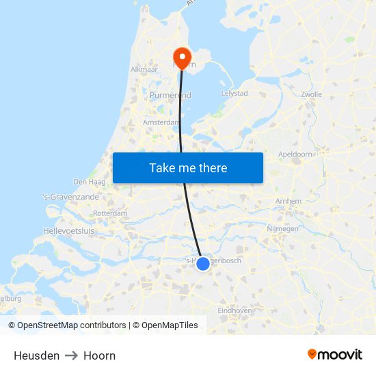 Heusden to Hoorn map