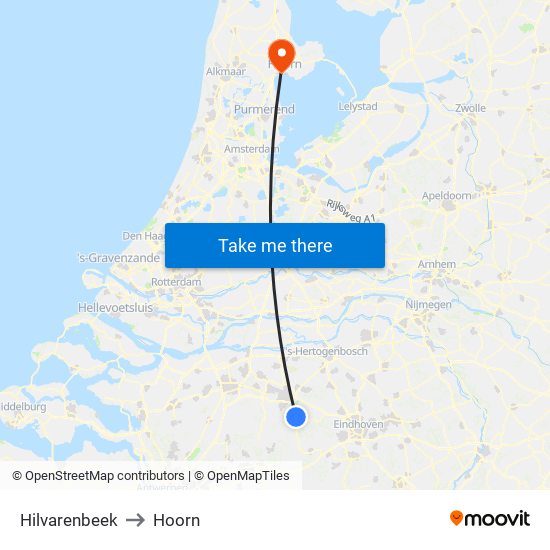 Hilvarenbeek to Hoorn map