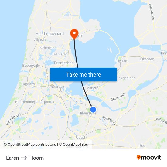 Laren to Hoorn map