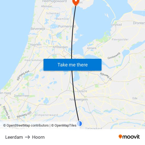Leerdam to Hoorn map