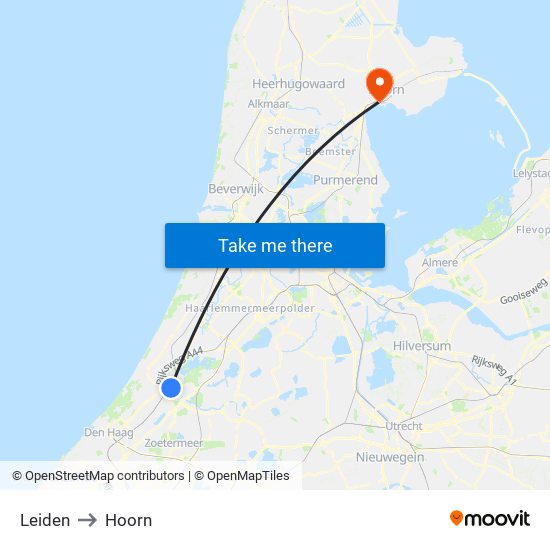 Leiden to Hoorn map