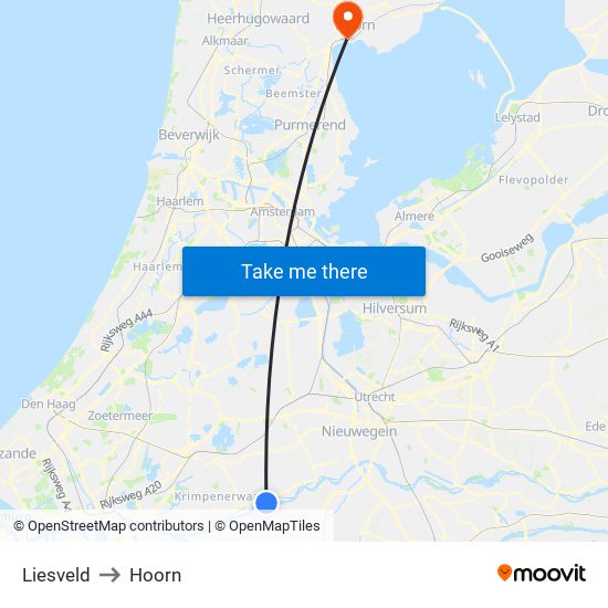 Liesveld to Hoorn map