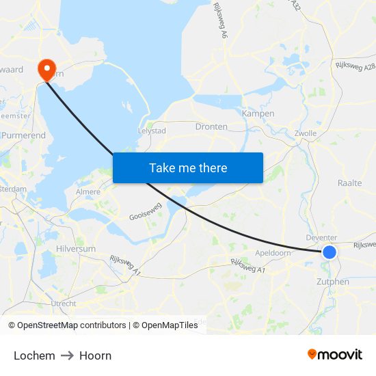 Lochem to Hoorn map