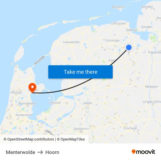 Menterwolde to Hoorn map