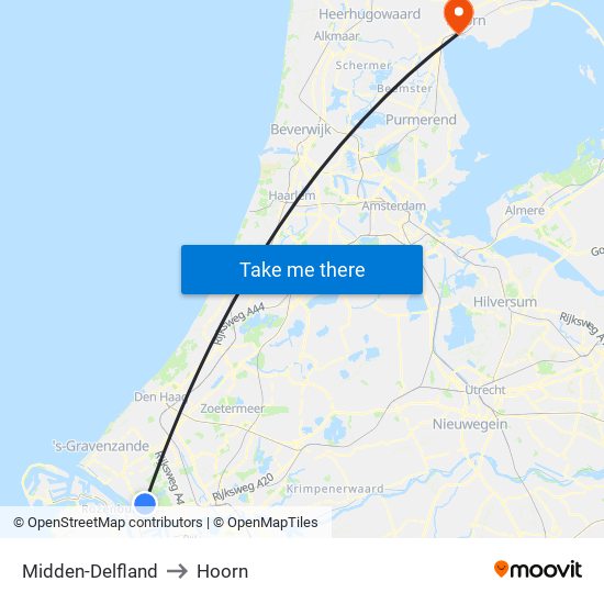 Midden-Delfland to Hoorn map