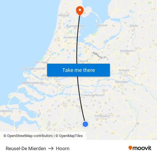 Reusel-De Mierden to Hoorn map
