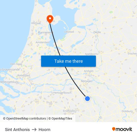 Sint Anthonis to Hoorn map