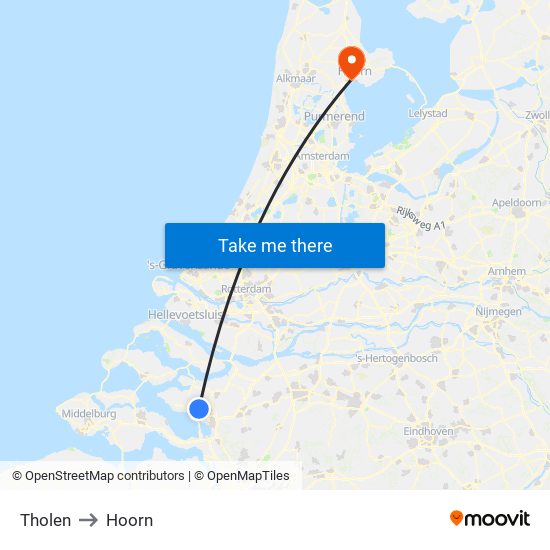 Tholen to Hoorn map