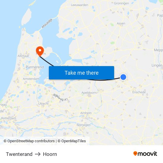 Twenterand to Hoorn map