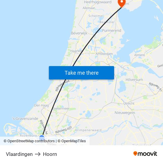 Vlaardingen to Hoorn map