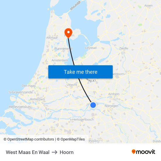 West Maas En Waal to Hoorn map