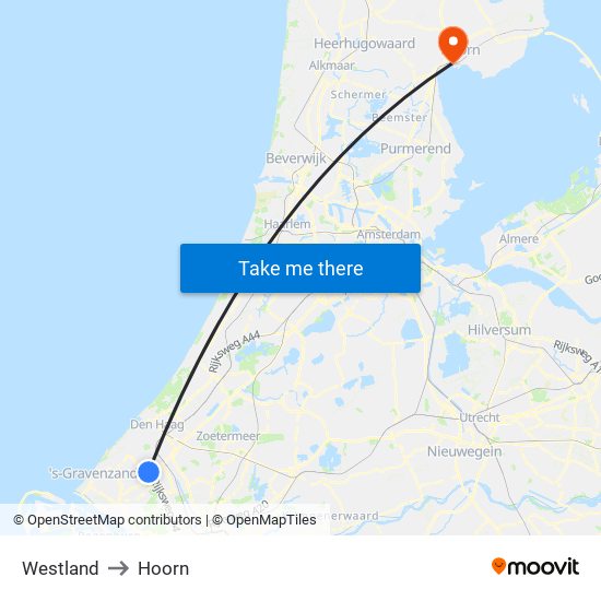 Westland to Hoorn map