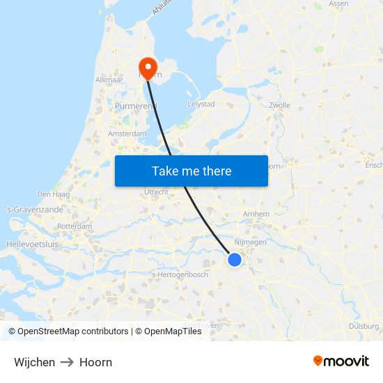 Wijchen to Hoorn map