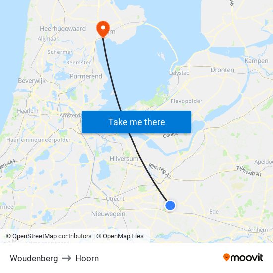 Woudenberg to Hoorn map