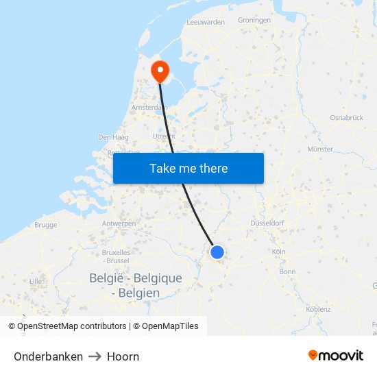 Onderbanken to Hoorn map