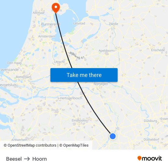 Beesel to Hoorn map