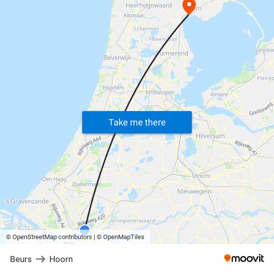 Beurs to Hoorn map